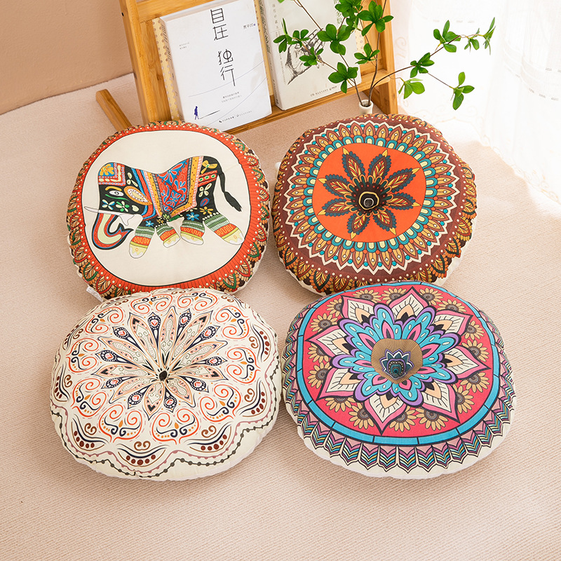 Meditation Cushion Zafu - Cojín bohemio de lino y algodón