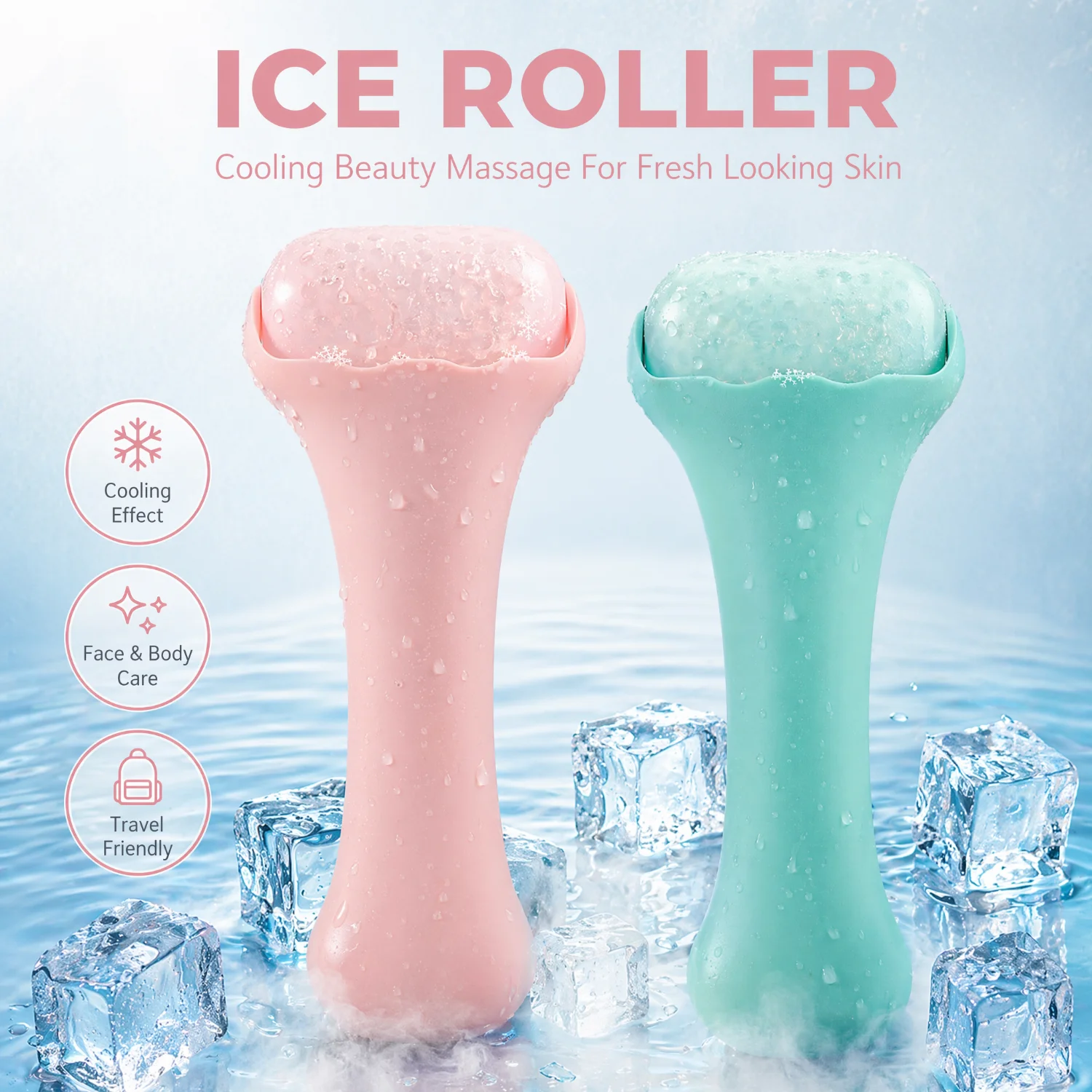 Ice Roller Face Cold - Rodillo facial de hielo, herramienta de